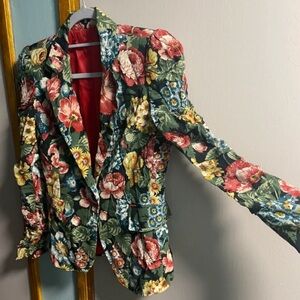 Zara Floral Blazer with Red Lining